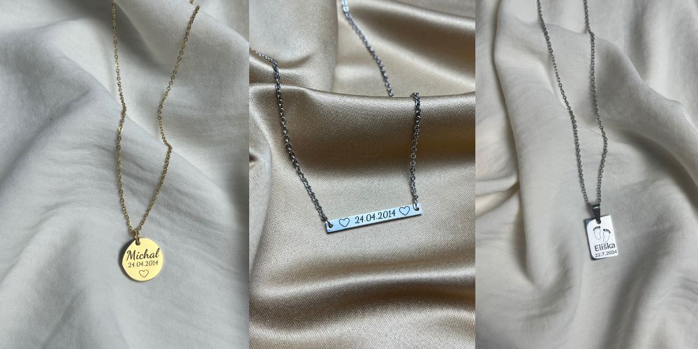Náhrdelníky s možností vlastního textu nebo data Náhrdelníky a přívěšky s vlastním textem na přání