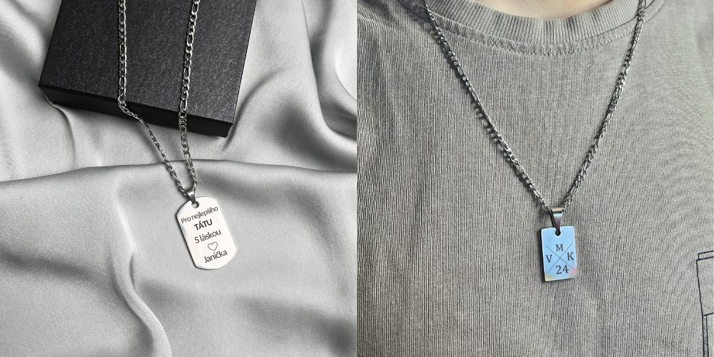 Pánský náhrdelník s vlastním textem Pánské náhrdelníky a přívěsky s vlastním textem, osobní dárek pro muže na míru