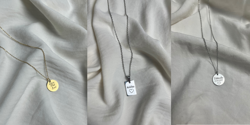 Dámské šperky s gravírováním vlastního textu Dámský náhrdelník s rytinou, personalizovaný šperk jako dárek pro ženu, maminku nebo partnerku