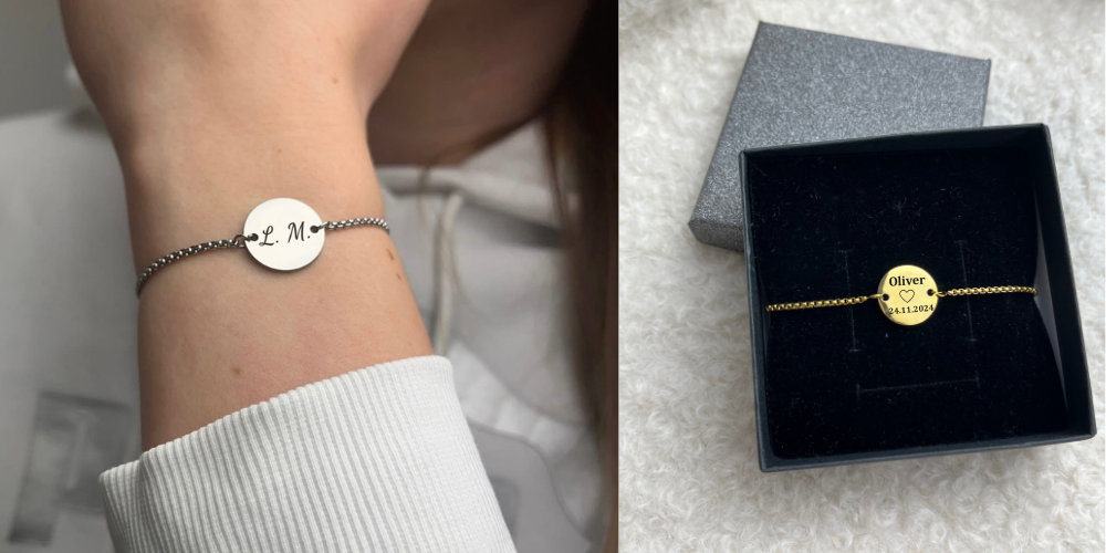 Řetízkový náramek s možností vlastního gravírování Řetízkové náramky s textem na přání, elegantní šperk s vlastním textem a motivem, originální dárek